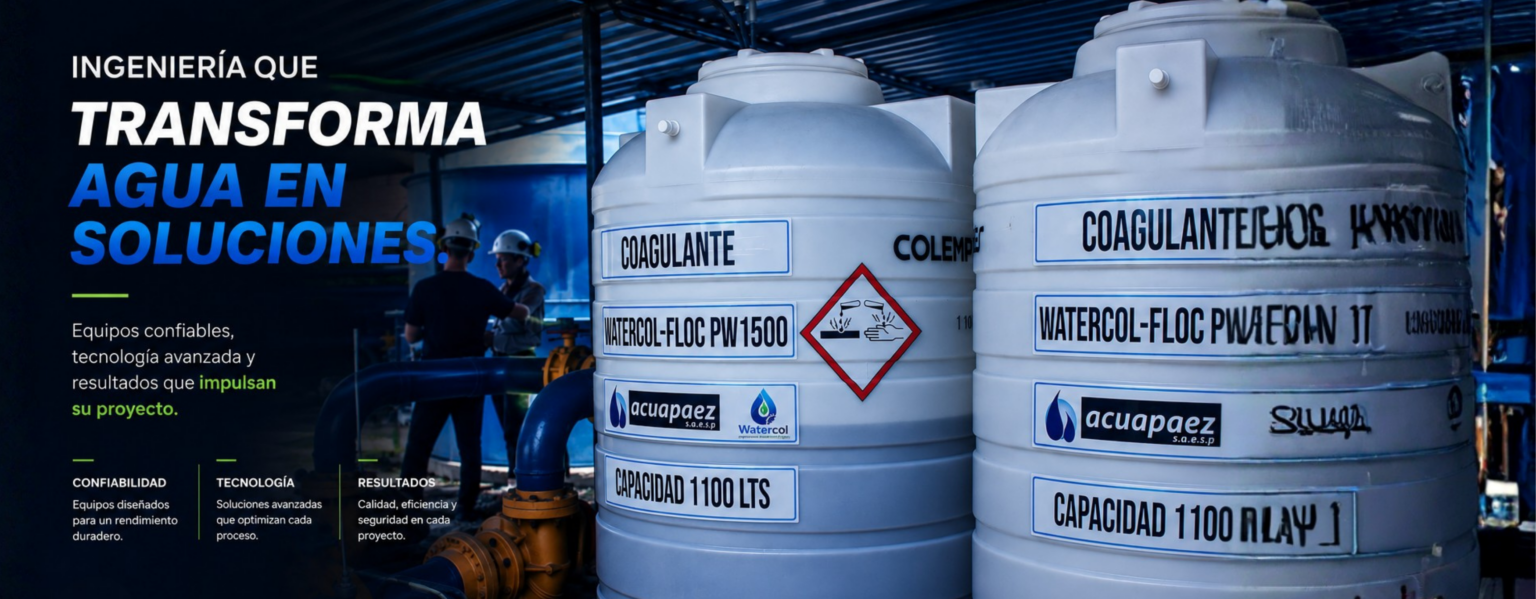 Tanques de coagulante Watercol-Floc de 1100 litros en planta: confiabilidad, tecnología y resultados.