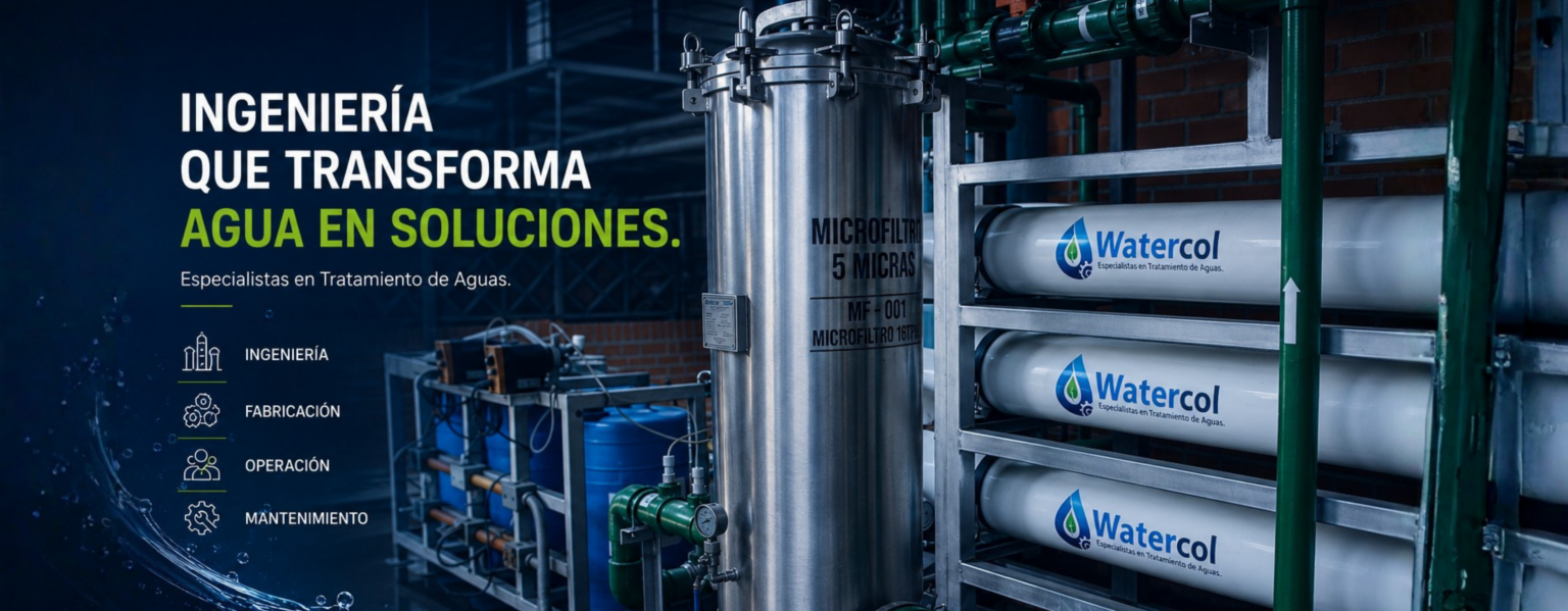 Filtro de microfiltración de 5 micras y bastidor de membranas rotulado Watercol: ingeniería, fabricación, operación y mantenimiento.