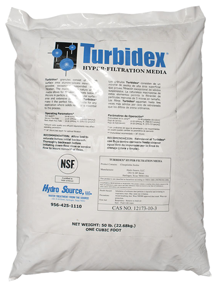 Bolsa de 50 lb de medio filtrante Turbidex